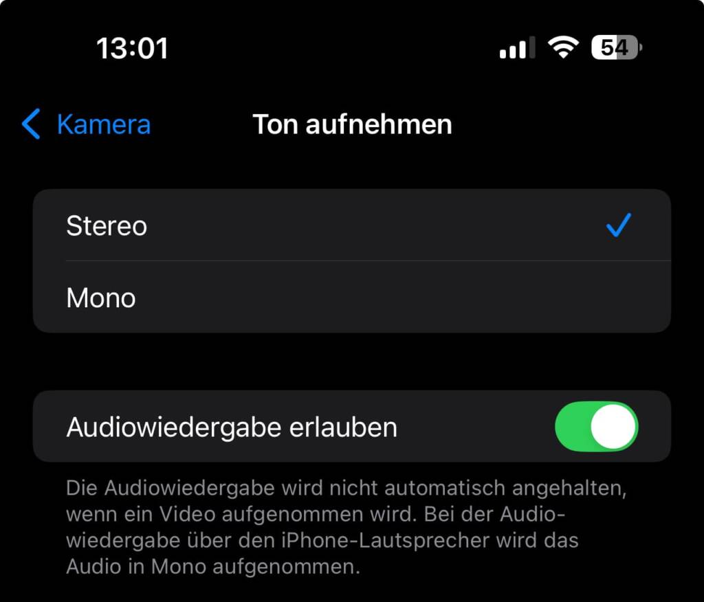 iOS18 Kamera - Ton aufnehmen