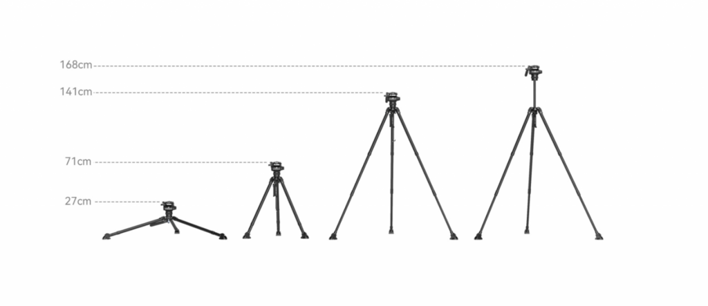 Minimale und maximale Höhen des Triebs Stativs von SmallRig