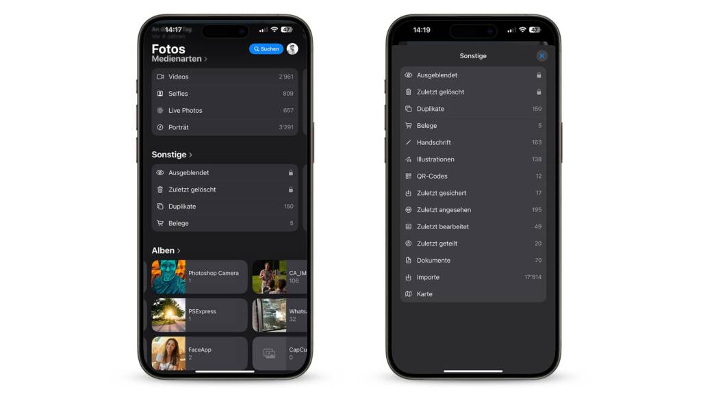 iOS18 Fotos App Sonstige